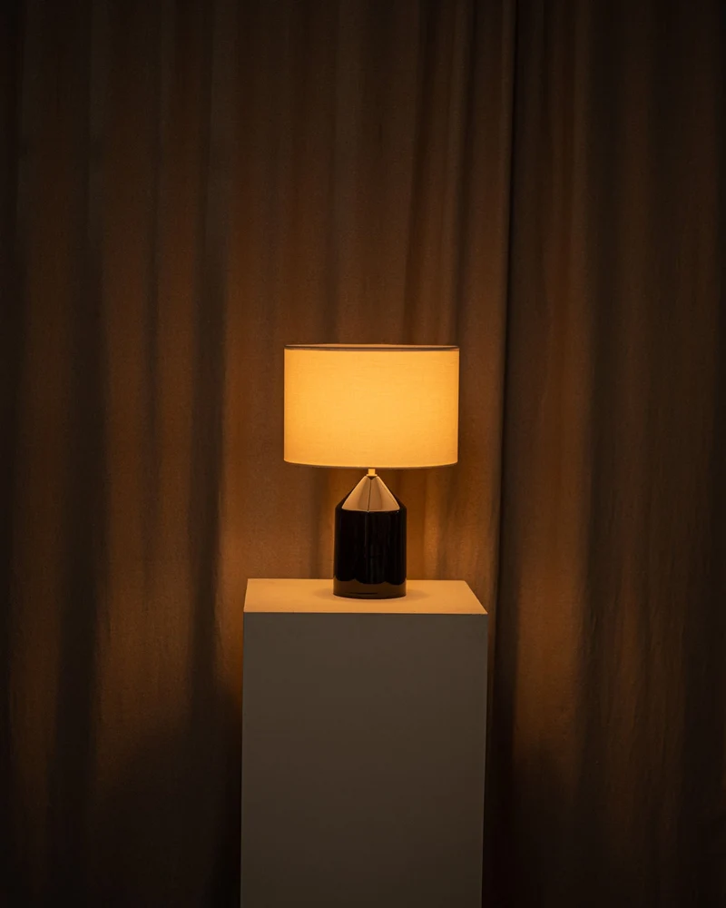 'Josef' Table Lamp in Black Ceramic