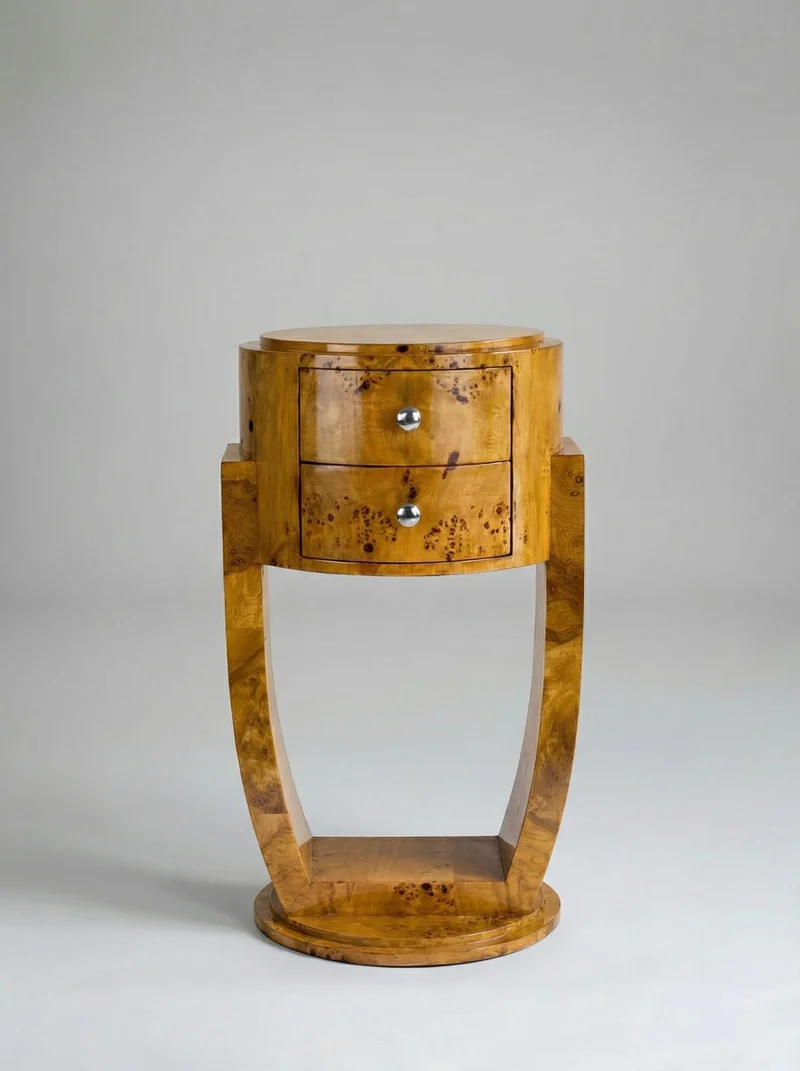 'Guillemets' Olive Burl Wood Bedside Table