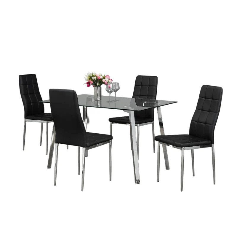 Modern Clear Glass Dining Set – Model T-5065