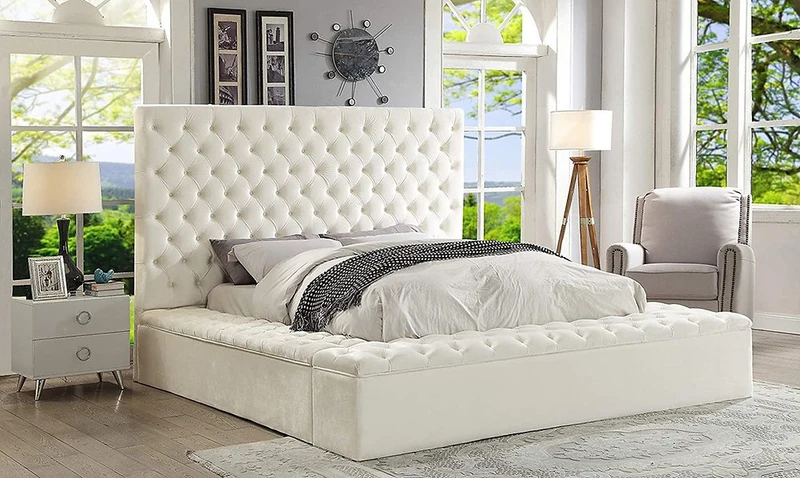 Velvet Fabric Storage Bed IF-5792
