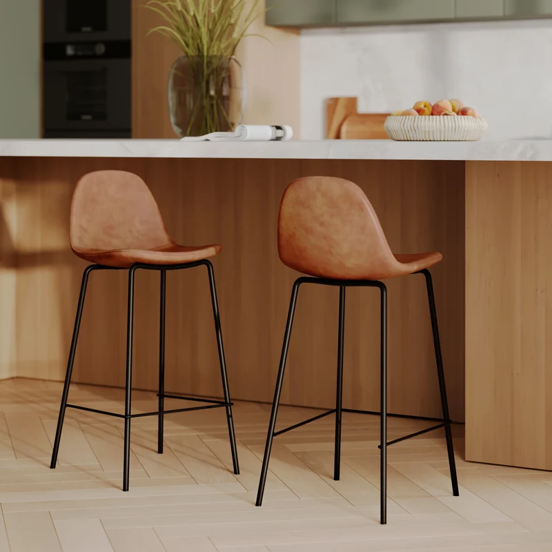 Pack 4 chaises pour îlot central Henrik camel et grises/noires 65 cm