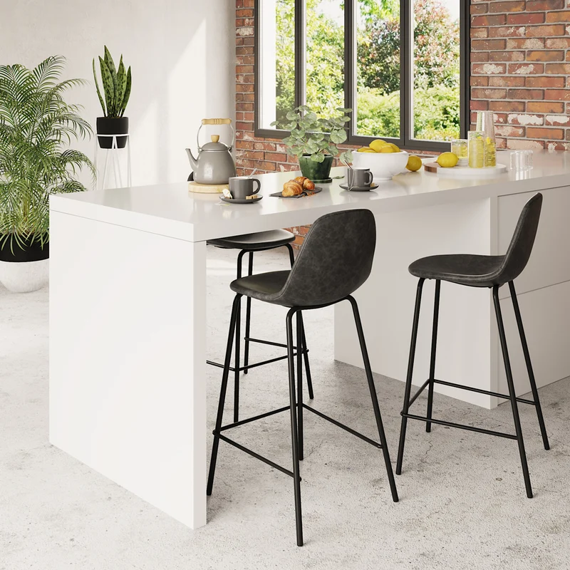 Pack 4 chaises pour îlot central Henrik camel et grises/noires 65 cm