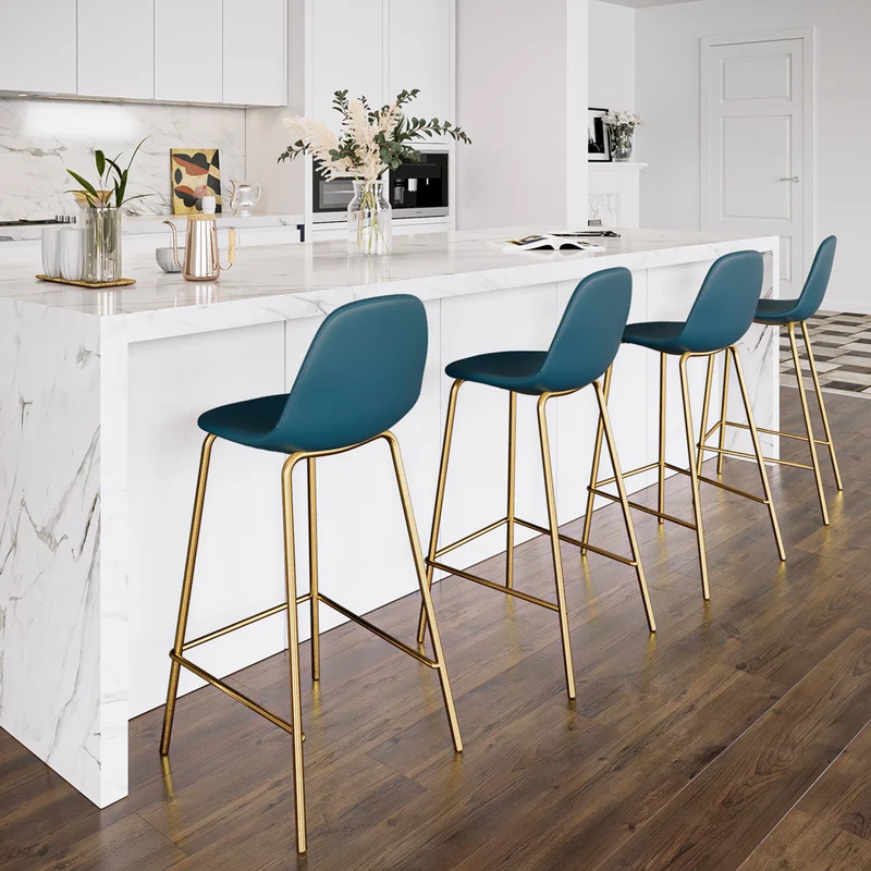 Pack 4 chaises pour îlot central Henrik blanches et bleues 65 cm
