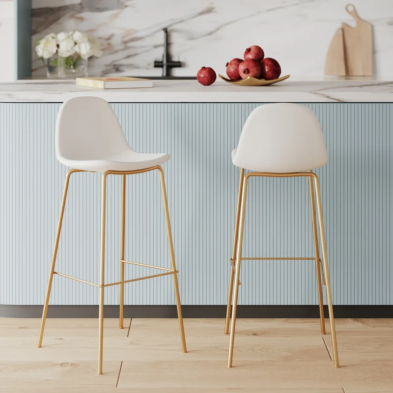 Pack 4 chaises pour îlot central Henrik blanches et bleues 65 cm