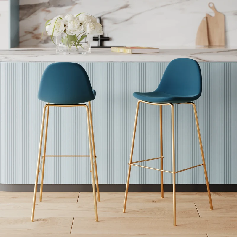 Pack 4 chaises pour îlot central Henrik blanches et bleues 65 cm
