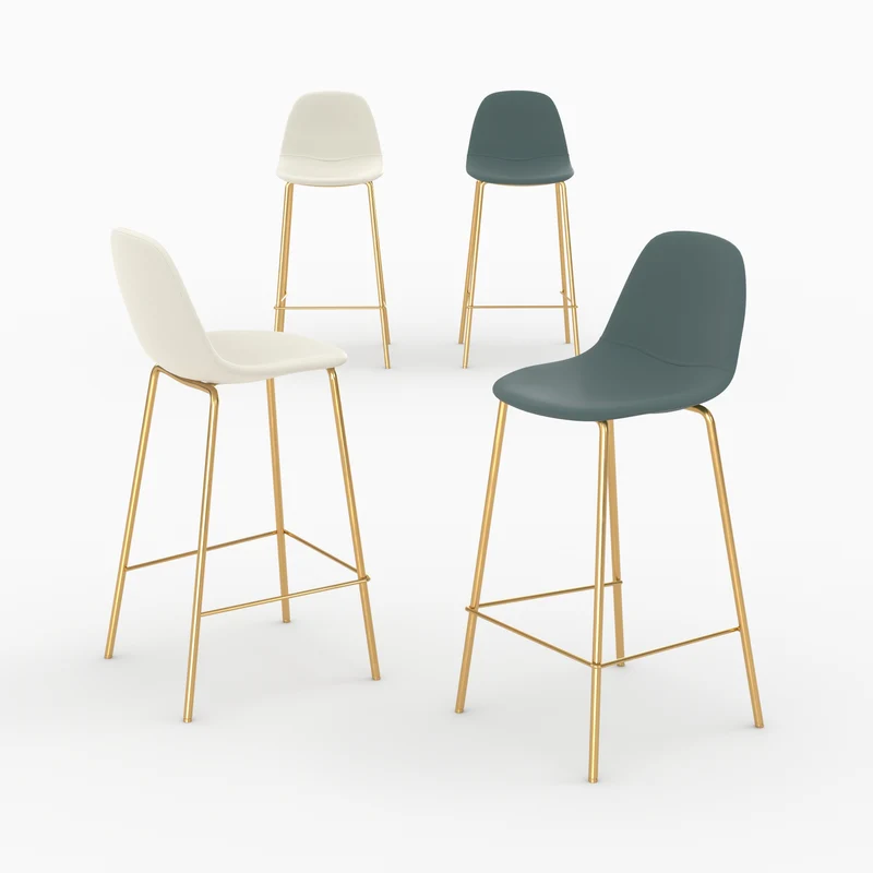 Pack 4 chaises pour îlot central Henrik blanches et vertes 65 cm