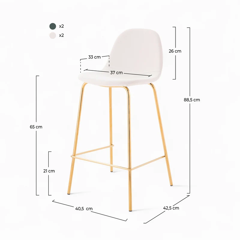 Pack 4 chaises pour îlot central Henrik blanches et vertes 65 cm