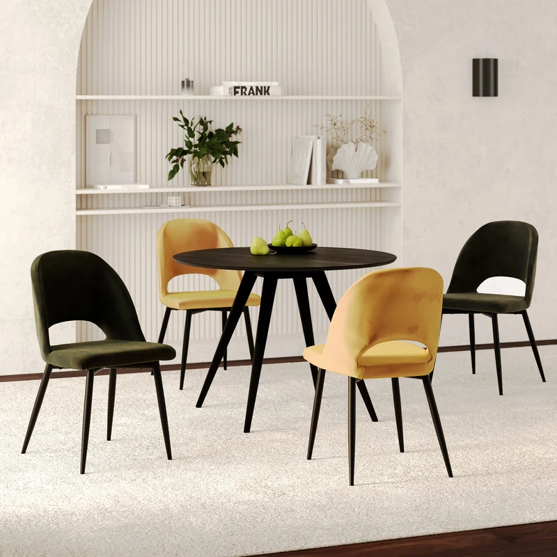 Pack 4 chaises Pénélope en velours jaune et vert