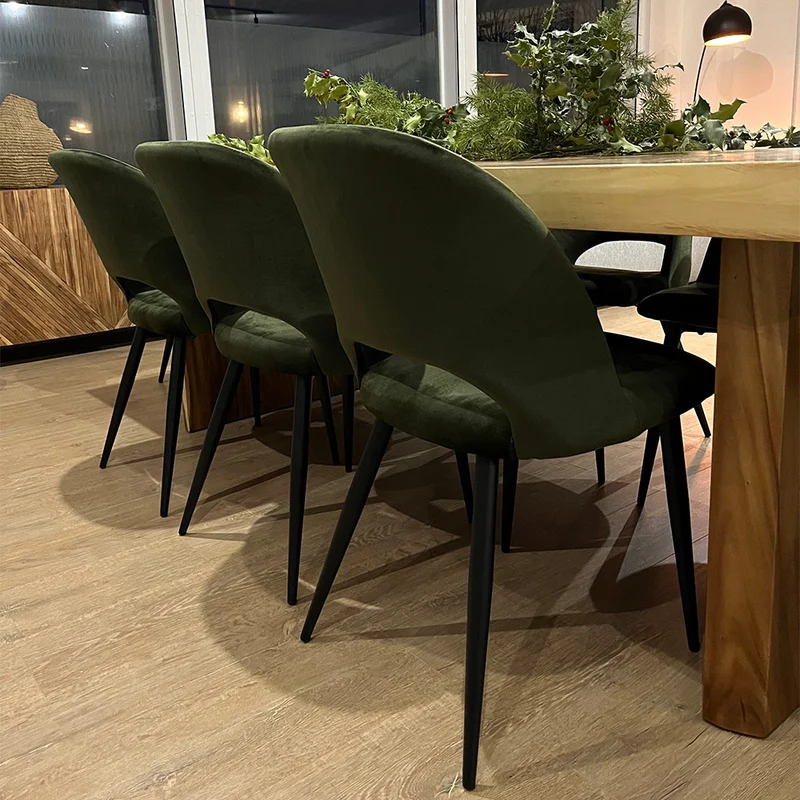 Pack 4 chaises Pénélope en velours jaune et vert