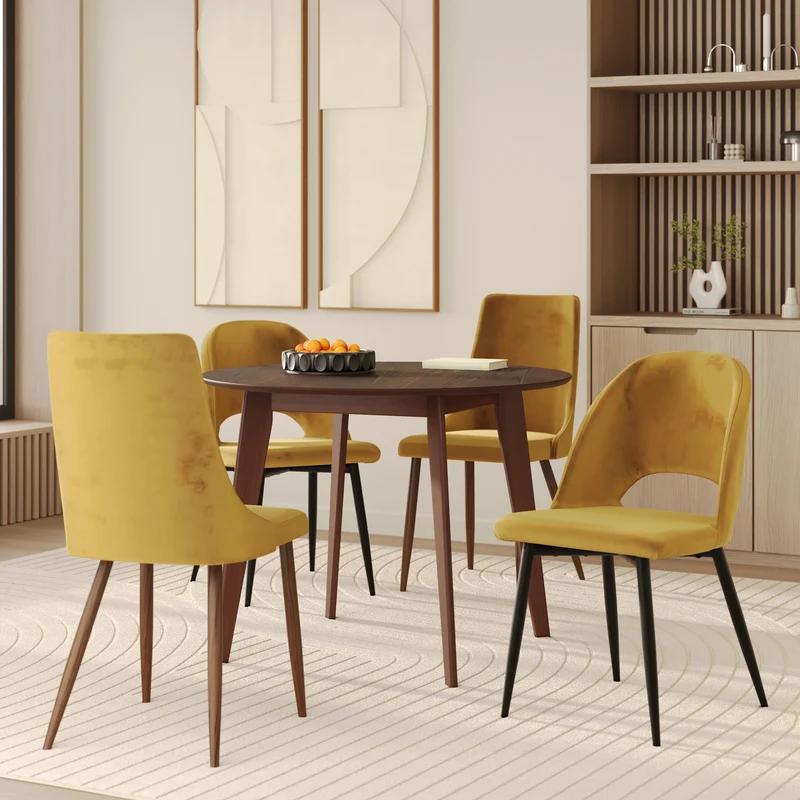 Pack 4 chaises Pénélope en velours jaune