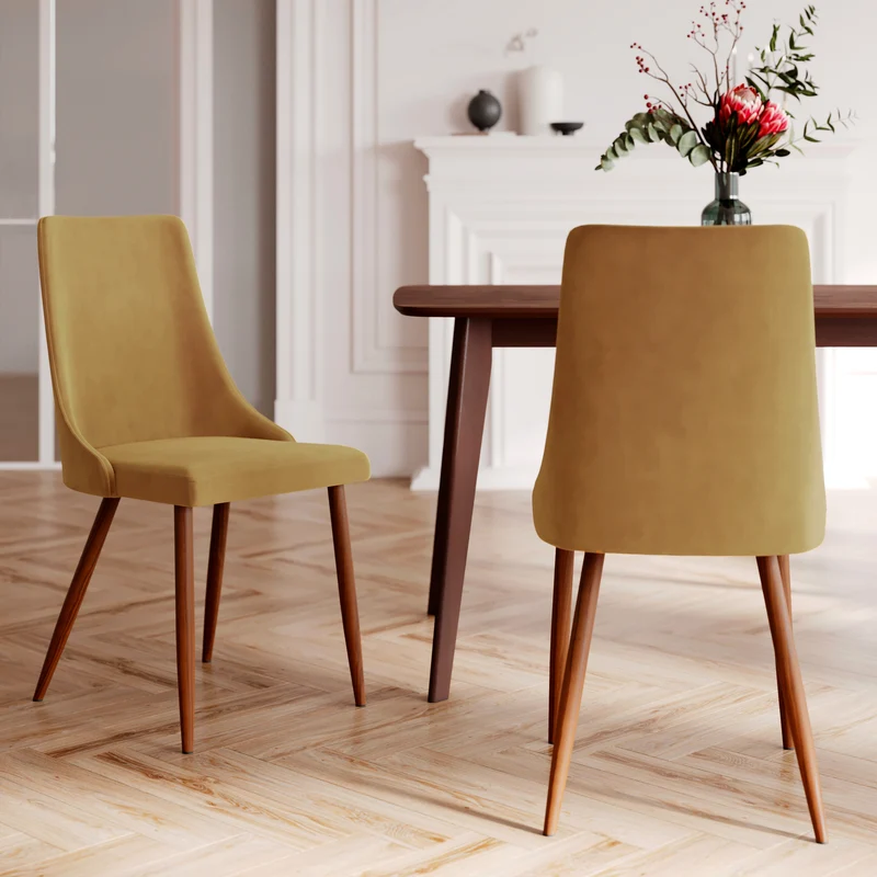 Pack 4 chaises Pénélope en velours jaune