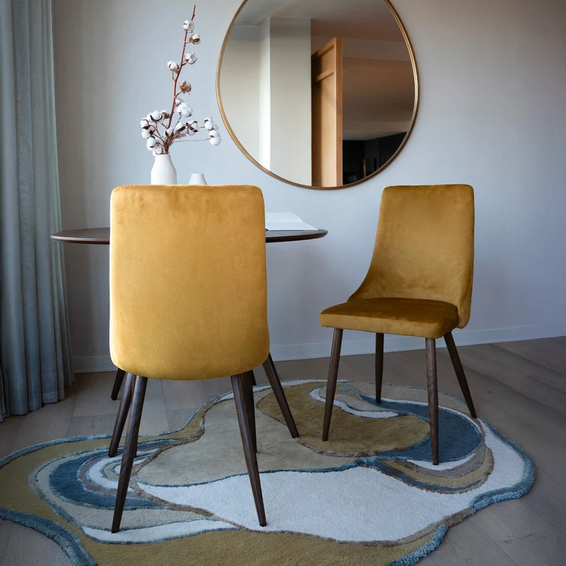 Pack 4 chaises Pénélope en velours jaune