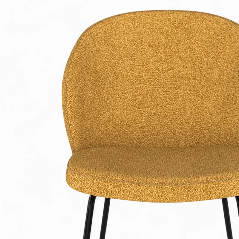 Pack 4 chaises Groom en tissu bouclé jaune et vert