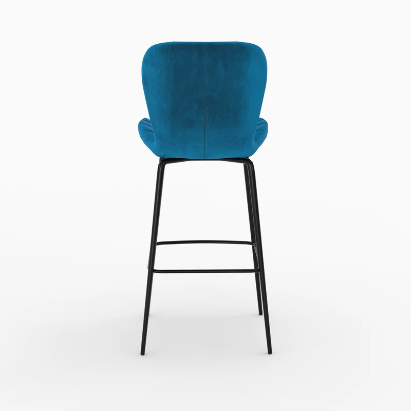 Pack 4 chaises de bar Mazzia en velours jaune et bleu 75 cm