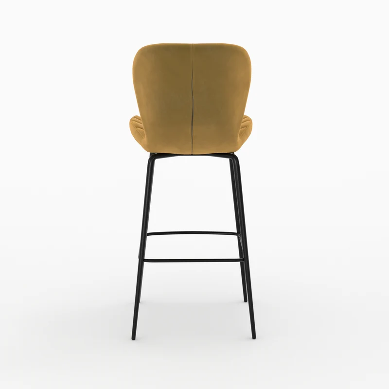 Pack 4 chaises de bar Mazzia en velours jaune et bleu 75 cm