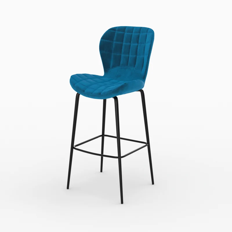 Pack 4 chaises de bar Mazzia en velours jaune et bleu 75 cm
