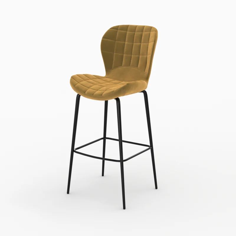 Pack 4 chaises de bar Mazzia en velours jaune et bleu 75 cm