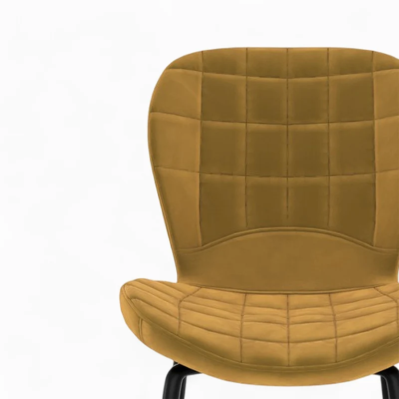 Pack 4 chaises de bar Mazzia en velours jaune et bleu 75 cm