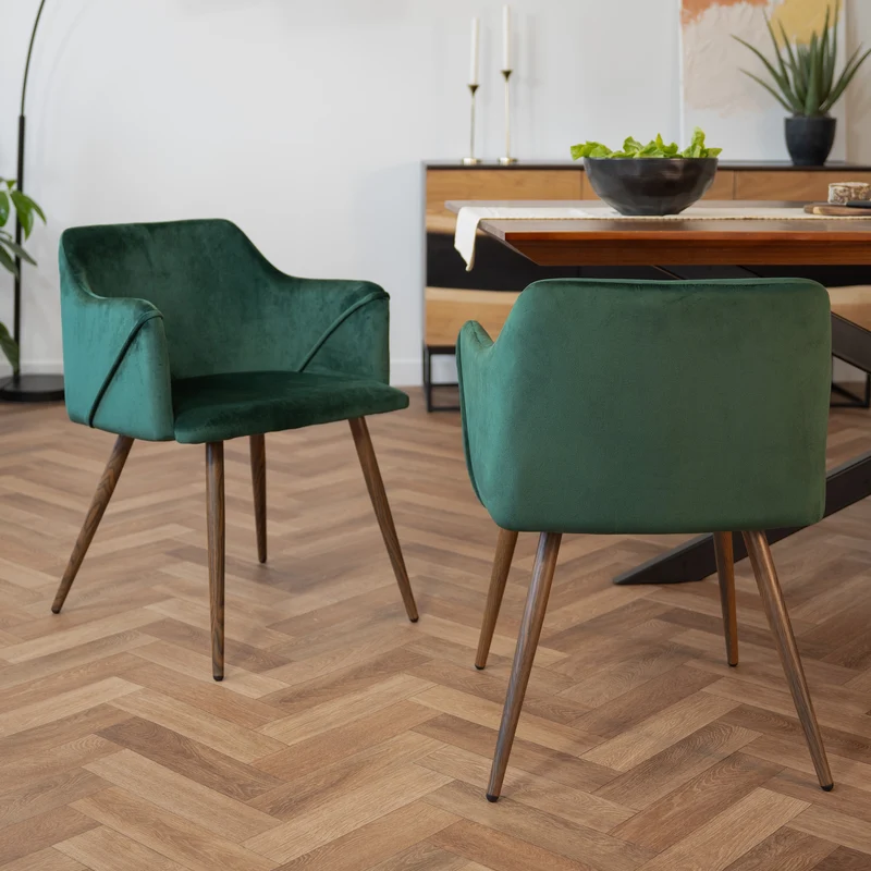 Pack 4 chaises Daisy en velours jaune et vert