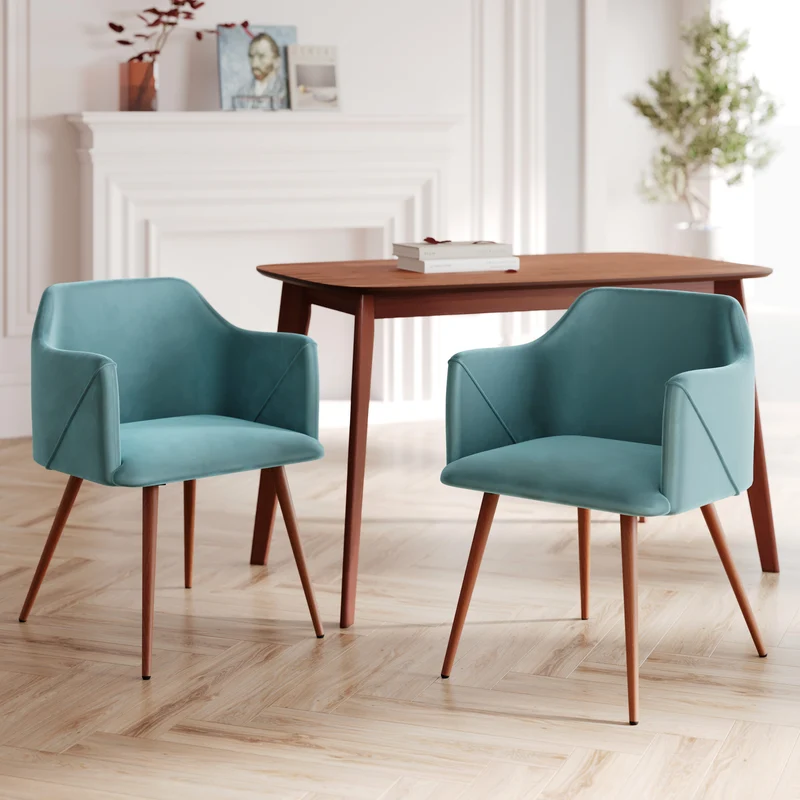 Pack 4 chaises Daisy en velours bleu et rose