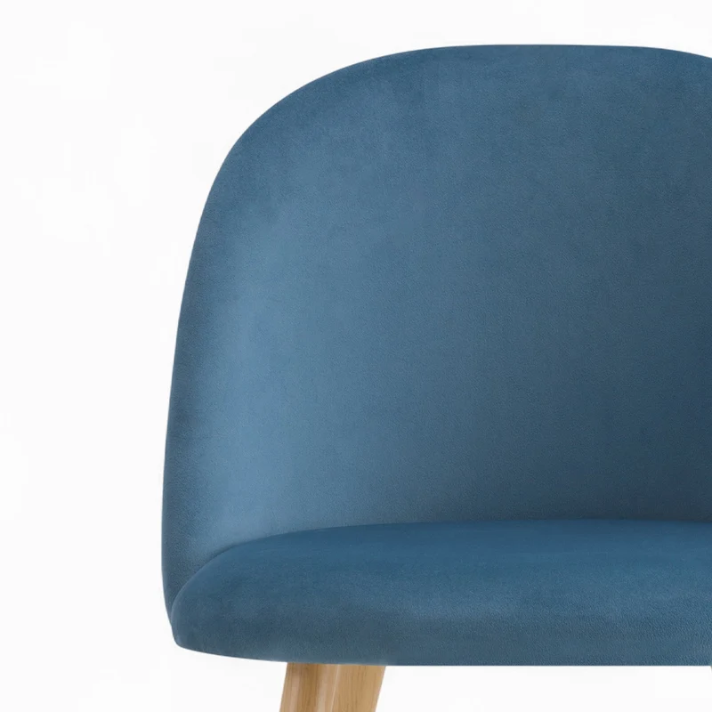 Pack 4 chaises Cozy en velours bleu foncé et bleu