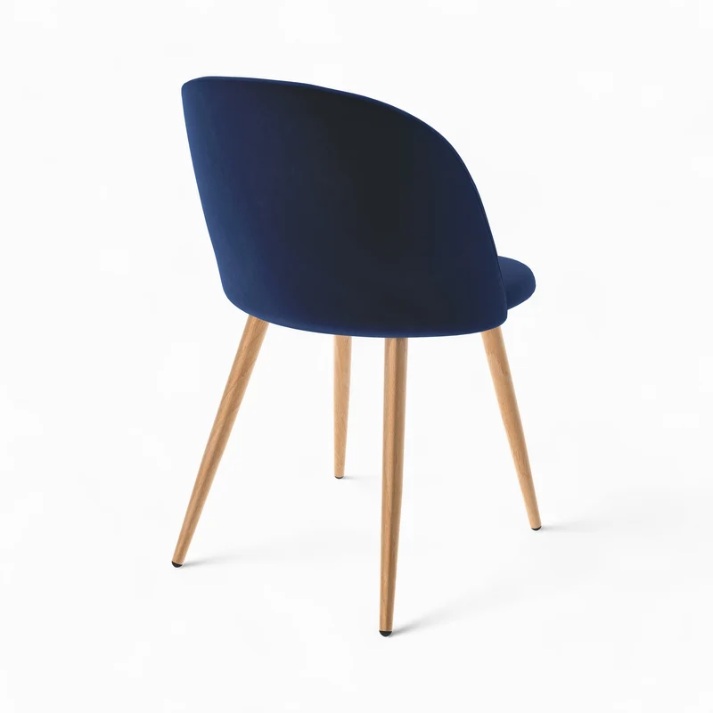 Pack 4 chaises Cozy en velours bleu foncé et bleu