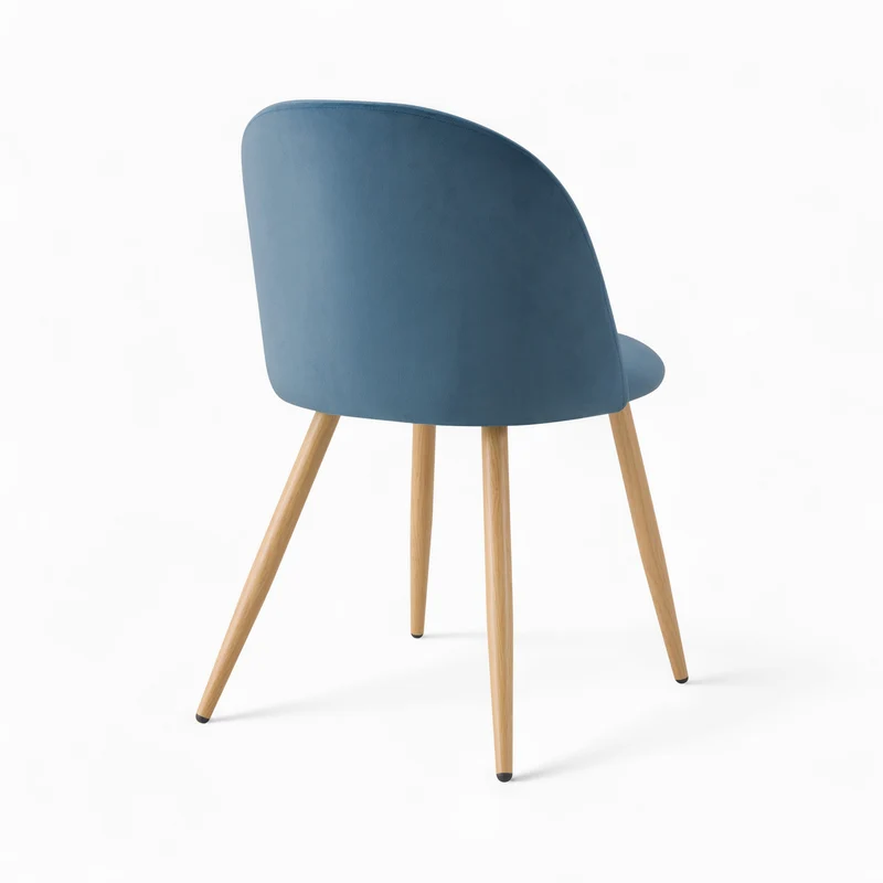 Pack 4 chaises Cozy en velours bleu foncé et bleu