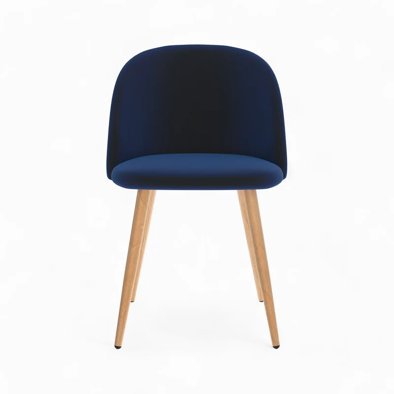 Pack 4 chaises Cozy en velours bleu foncé et bleu