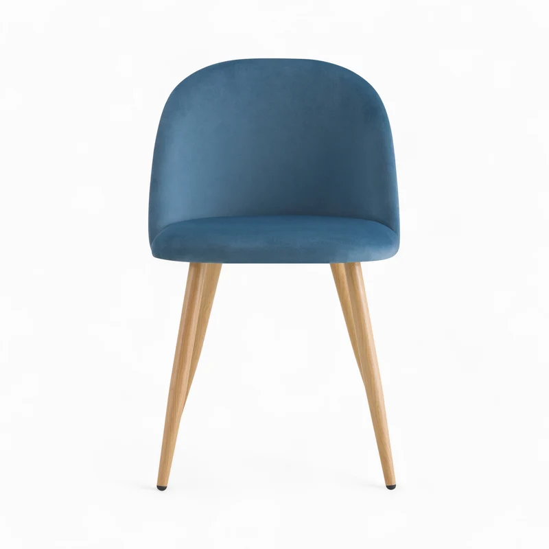 Pack 4 chaises Cozy en velours bleu foncé et bleu