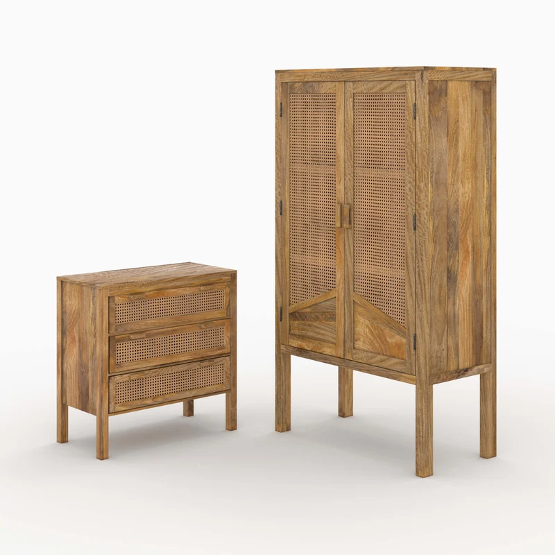 Ensemble Tiki commode et armoire en bois