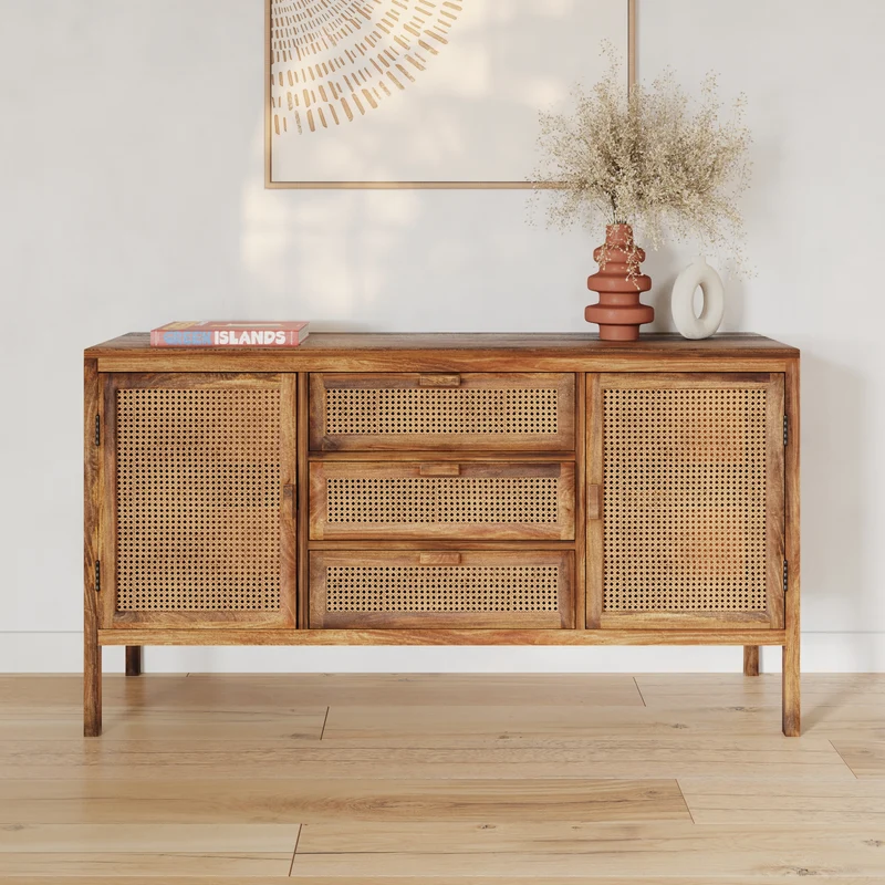 Ensemble Tiki buffet et meuble TV en bois
