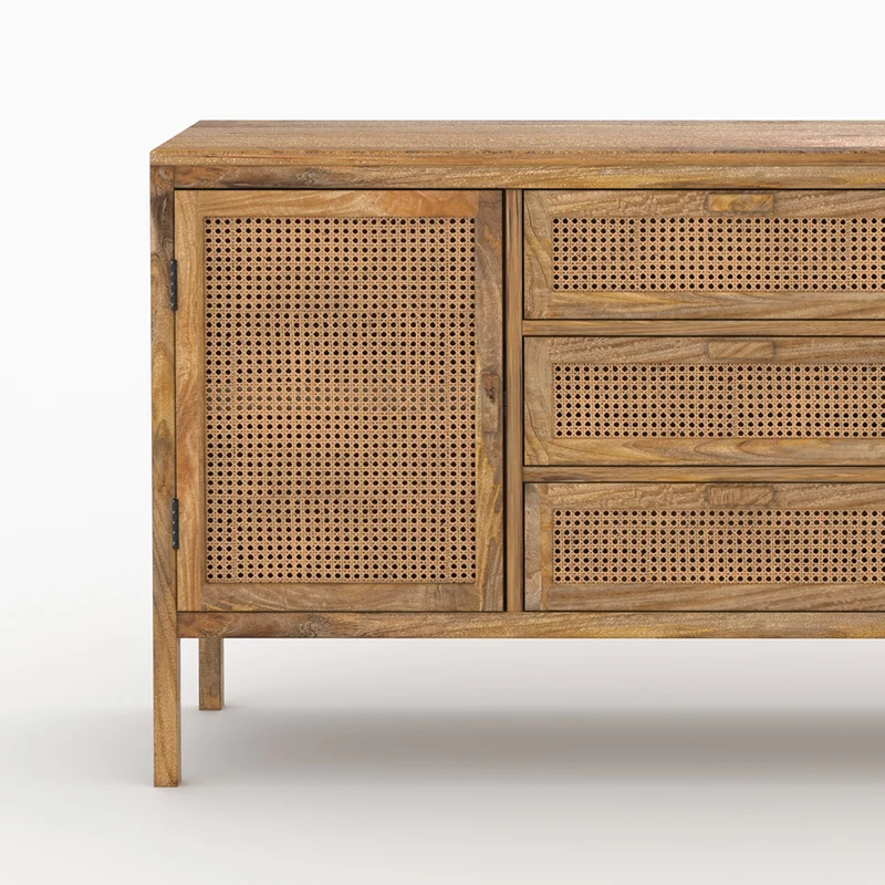 Ensemble Tiki buffet et meuble TV en bois