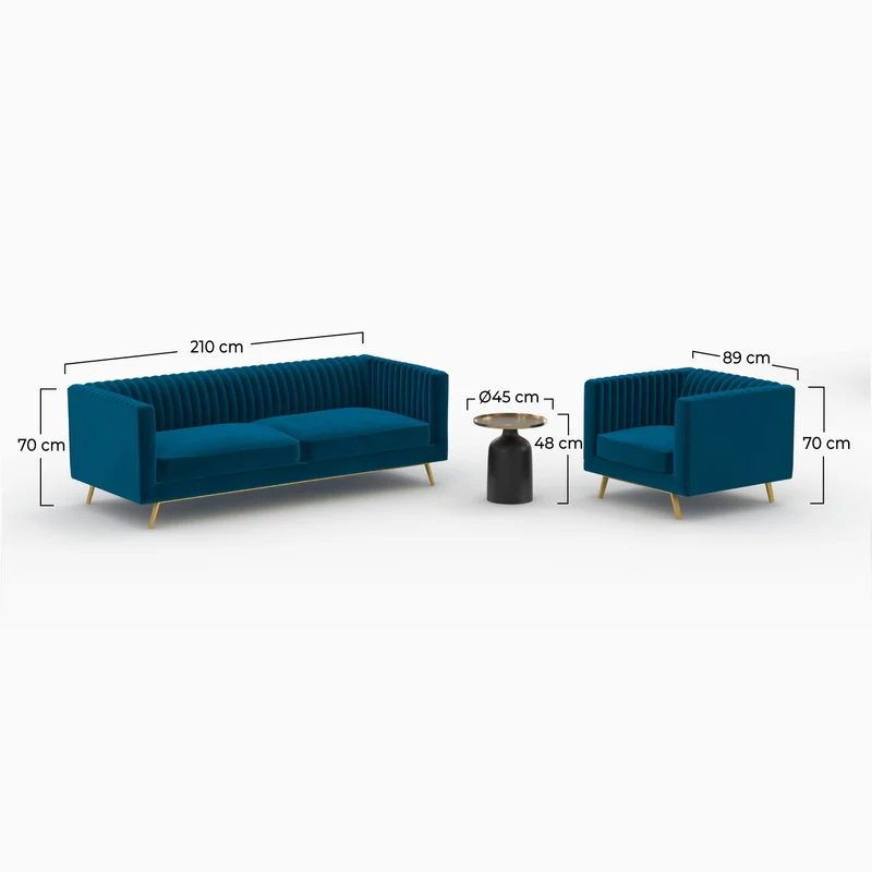 Ensemble Gatsby canapé, fauteuil et table basse 4 places