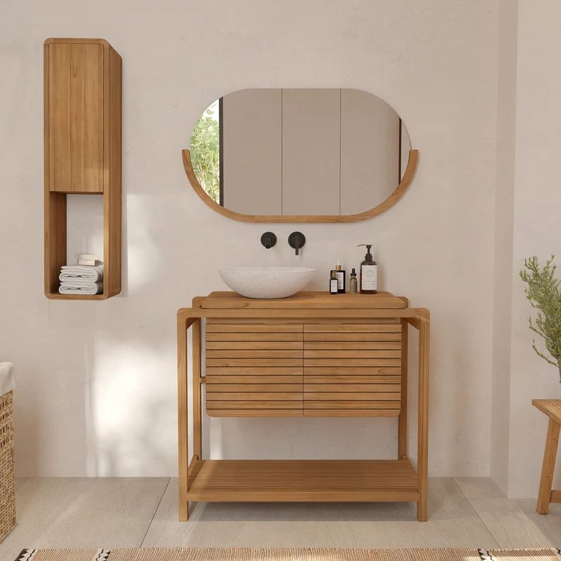 Ensemble de salle de bain Lucette en bois de teck