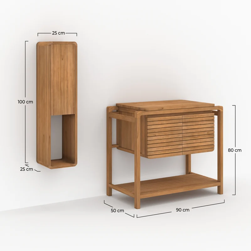 Ensemble de salle de bain Lucette en bois de teck