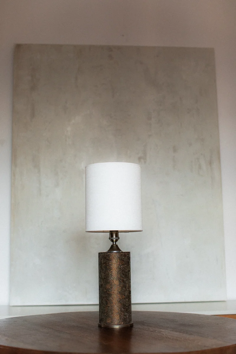 Vintage Brutalist Monolithic Bronze Table Lamp