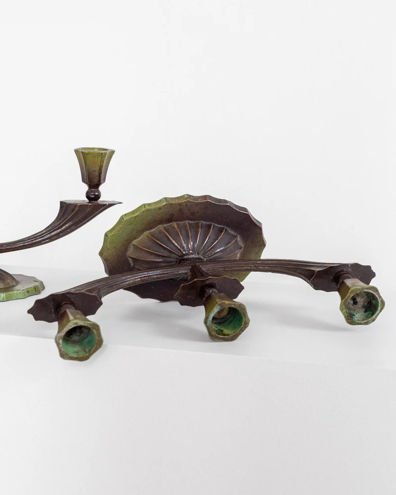 Pair of Art Deco Bronze Candlesticks, 1930s Sweden