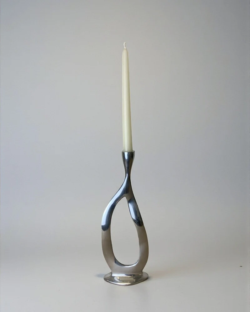 Biomorphic Candleholder, Aluminum, Spain, Circa 1970s