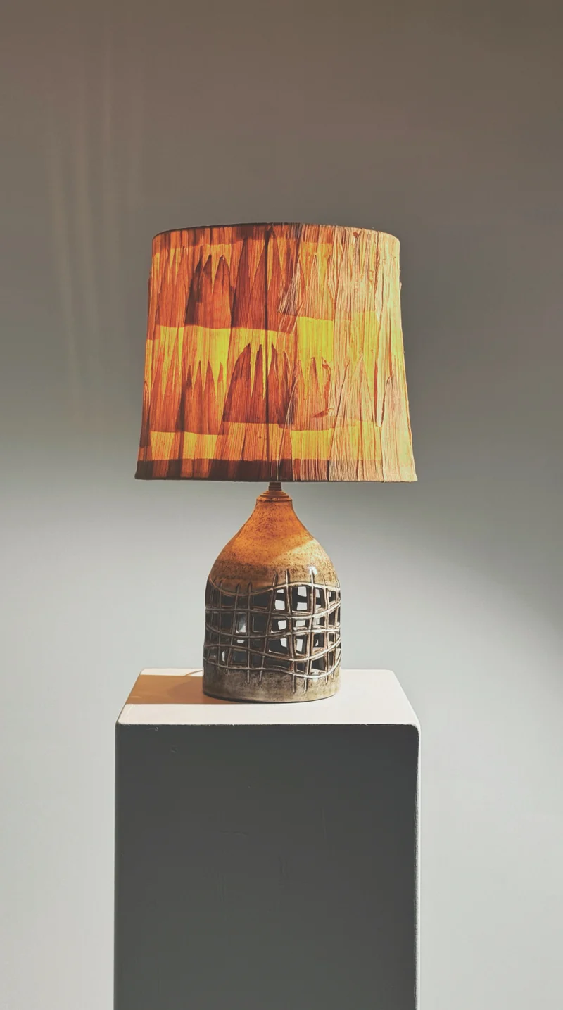 Vintage Elegant pierced Ceramic Table Lamp by Robert Pérot, Vallauris, France, circa 1960