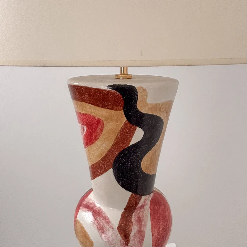 Vintage Large ceramic Table Lamp signed “HO”, 1960