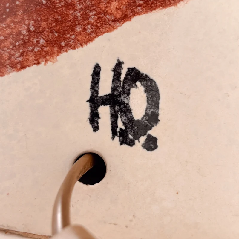 Vintage Large ceramic Table Lamp signed “HO”, 1960