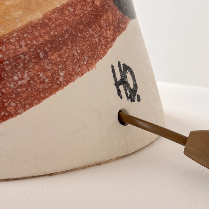 Vintage Large ceramic Table Lamp signed “HO”, 1960