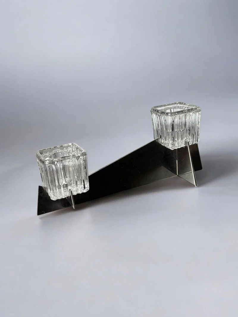Peill & Putzler Candleholder, Glass and Metal, Germany, 1970's