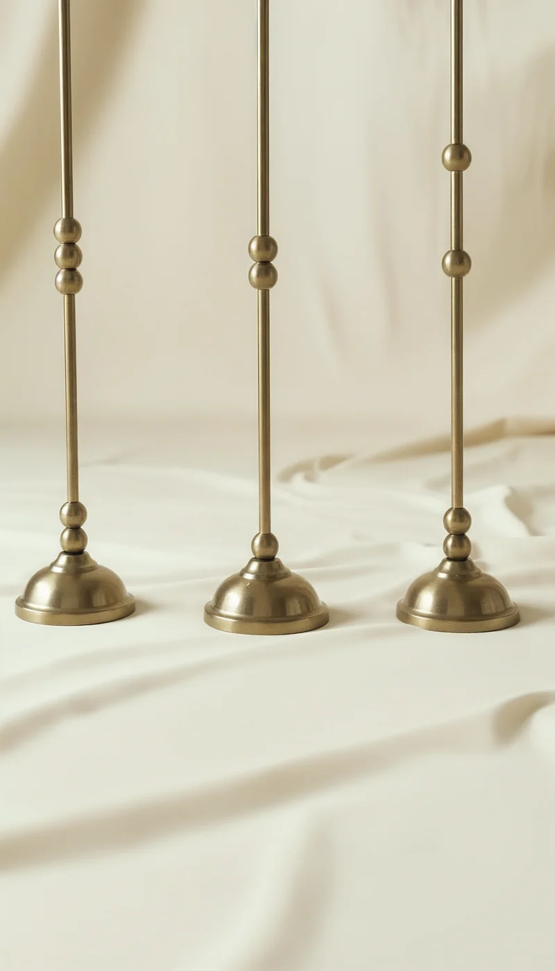 ASHA I – Brushed Brass Sculptural Candlestick Set
