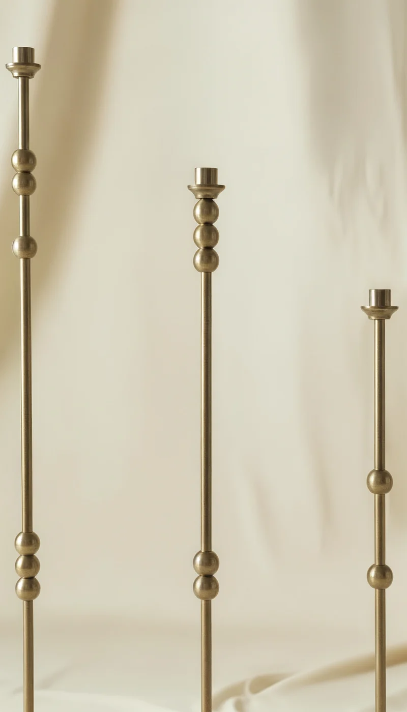 ASHA I – Brushed Brass Sculptural Candlestick Set