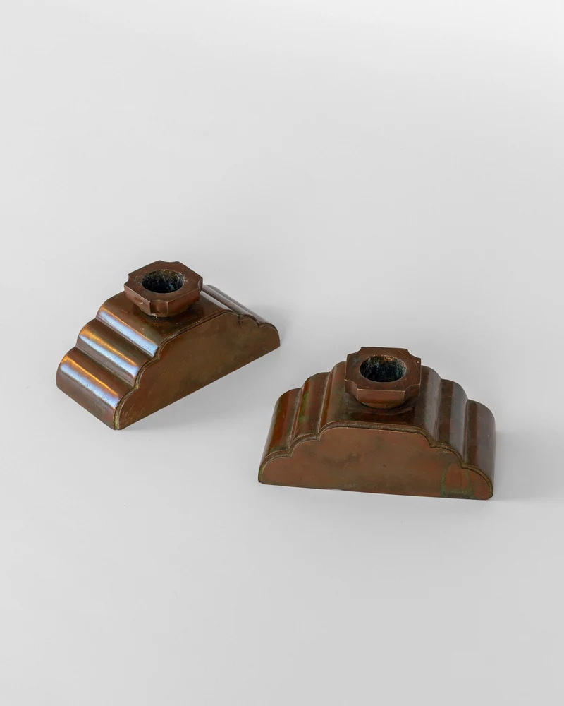 Pair of Art Deco Bronze Candlesticks by Sune Bäckström, Sweden 1930s