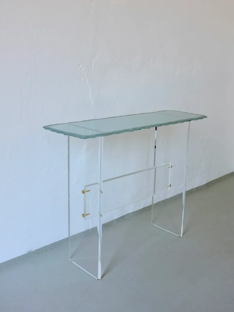 Sculptural Glass and Lucite Console Table, Italy, 1980s