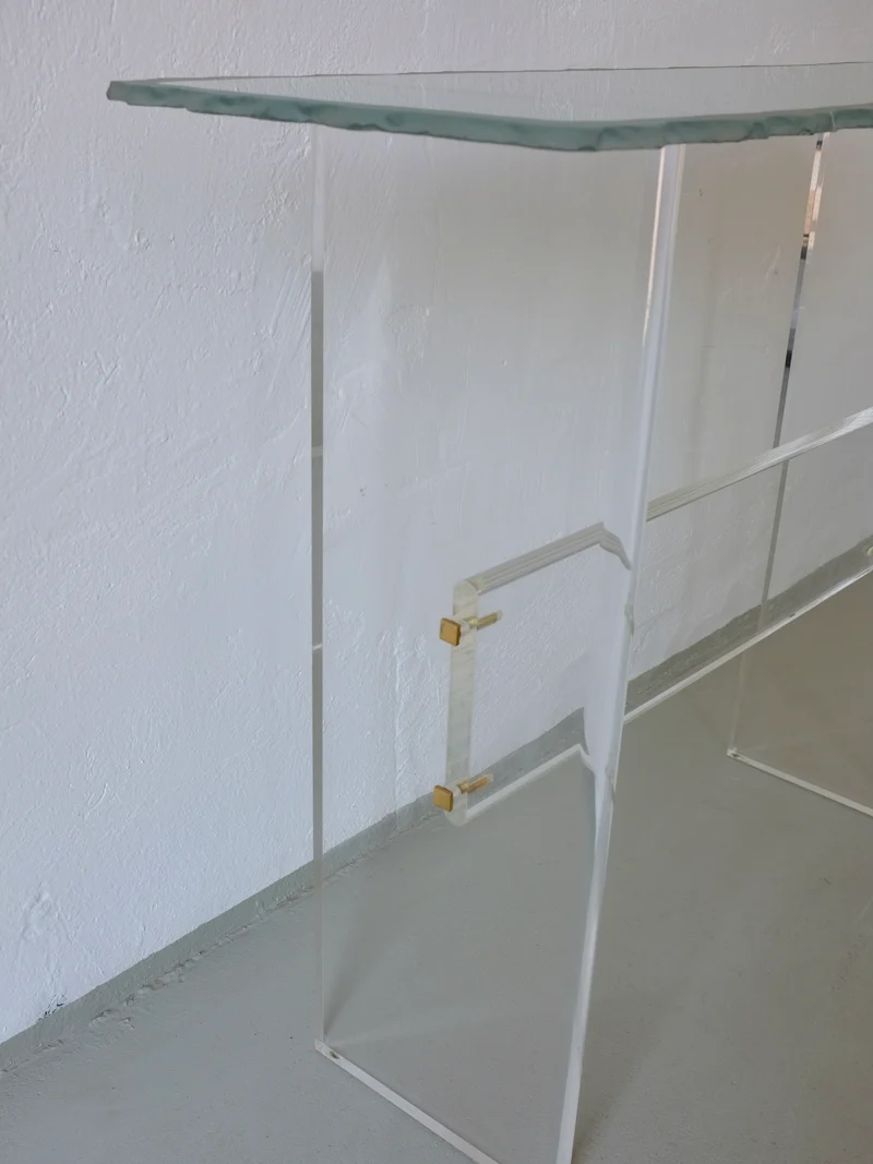 Sculptural Glass and Lucite Console Table, Italy, 1980s