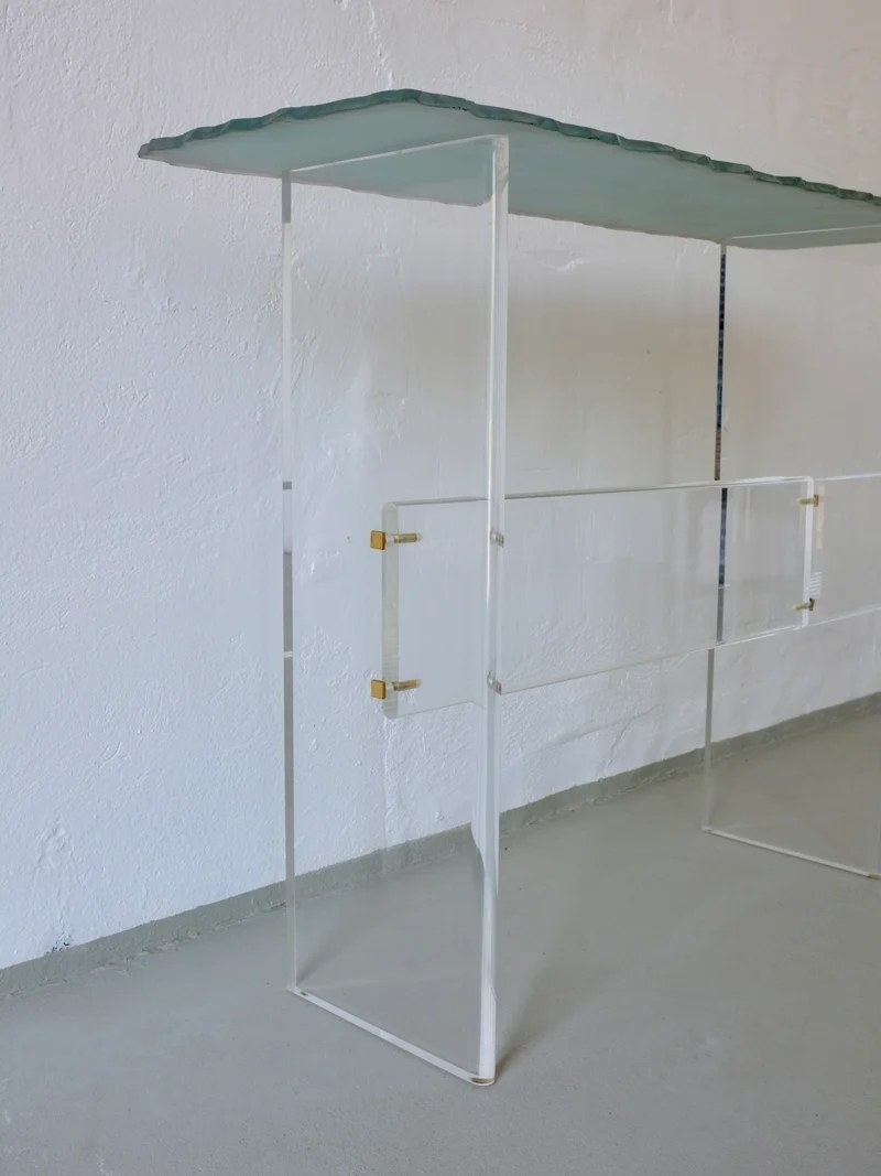 Sculptural Glass and Lucite Console Table, Italy, 1980s
