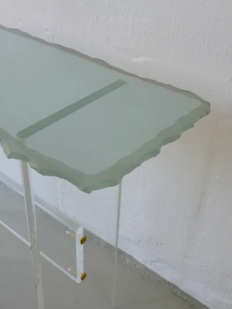 Sculptural Glass and Lucite Console Table, Italy, 1980s